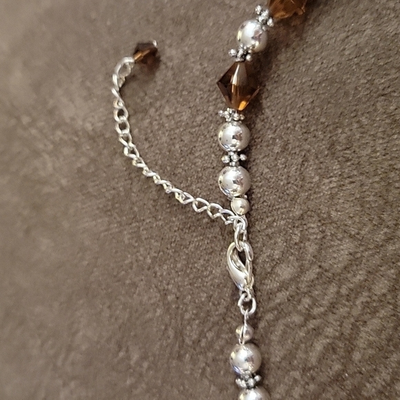 HANDMADE Dainty Silver Plated Beaded Necklace Earrings Set - Picture 4 of 5